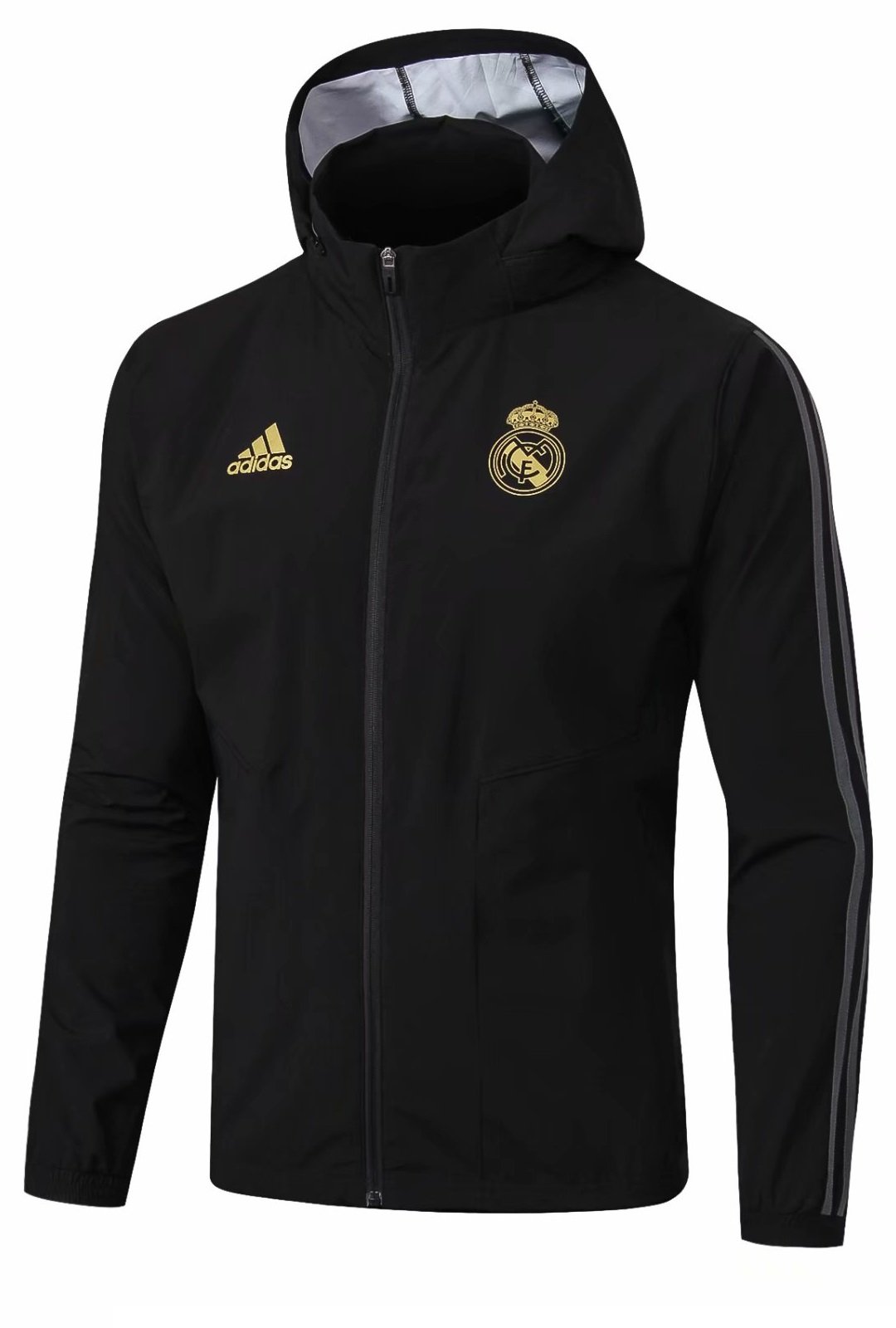 Jaqueta com capuz oficial Adidas Real Madrid 2019 2020 preta